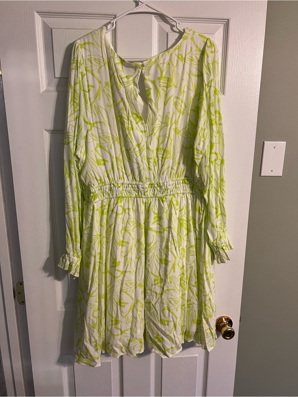 Torrid Lime Print Long Sleeve Smocked-Waist Dress - Picture 2 of 2
